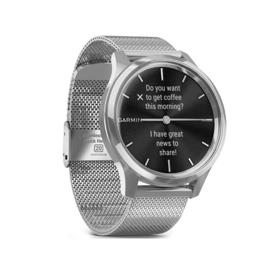 Спортивний годинник Garmin Vivomove Luxe Premium Silver-Black Milanese - ціна, характеристики, відгуки, розстрочка, фото 2
