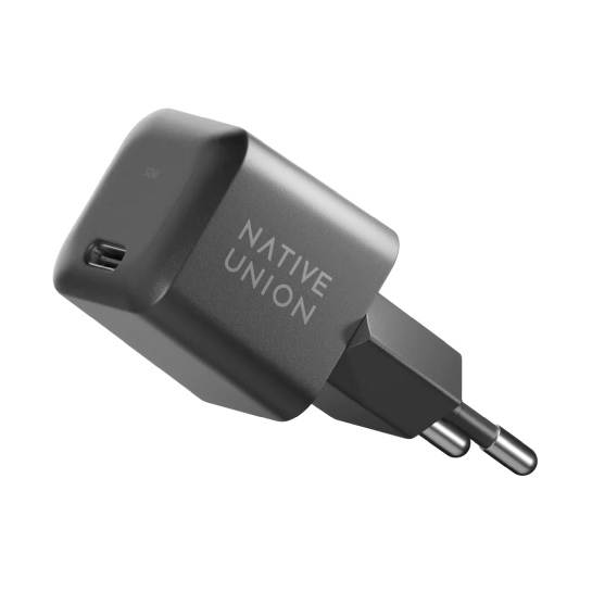 Мережевий зарядний пристрій Native Union Fast GaN Charger PD 30W USB-C Port Black - ціна, характеристики, відгуки, розстрочка, фото 1