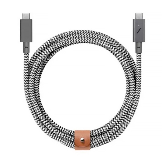 Кабель Native Union Belt Cable USB-C to USB-C Pro 240W Zebra (2.4 m) - цена, характеристики, отзывы, рассрочка, фото 1