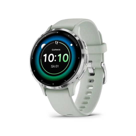 Спортивний годинник Garmin Venu 3S Silver Stainless Steel Bezel with Sage Gray Case and Silicone Band