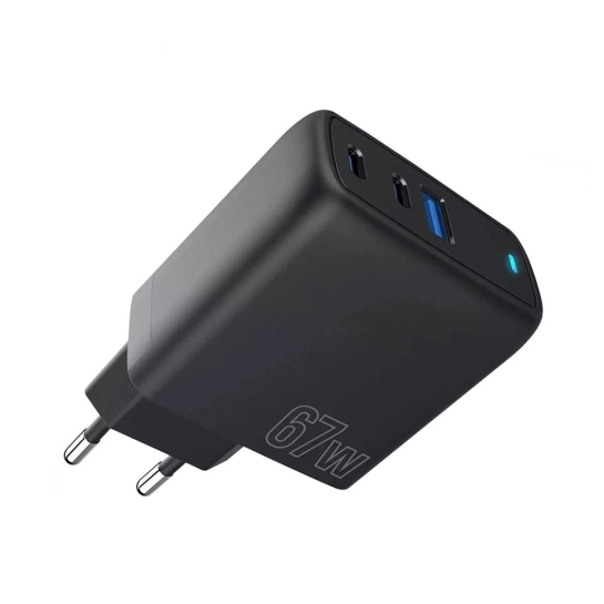 Мережевий зарядний пристрій Proove Shot GaN 67W 2Type-C + USB Black