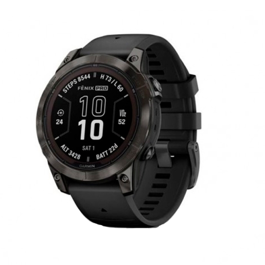 Спортивные часы Garmin Fenix 7 Pro Sapphire Solar Carbon G. DLC Tit. with Black Band - цена, характеристики, отзывы, рассрочка, фото 1
