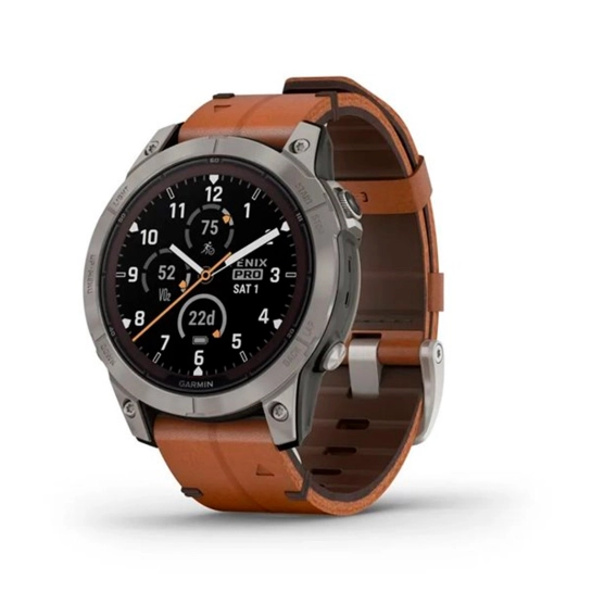 Спортивний годинник Garmin Fenix 7 Pro Sapphire Solar Titanium with Chestnut L. Band