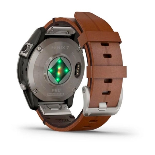Спортивные часы Garmin Fenix 7 Pro Sapphire Solar Titanium with Chestnut L. Band - цена, характеристики, отзывы, рассрочка, фото 2