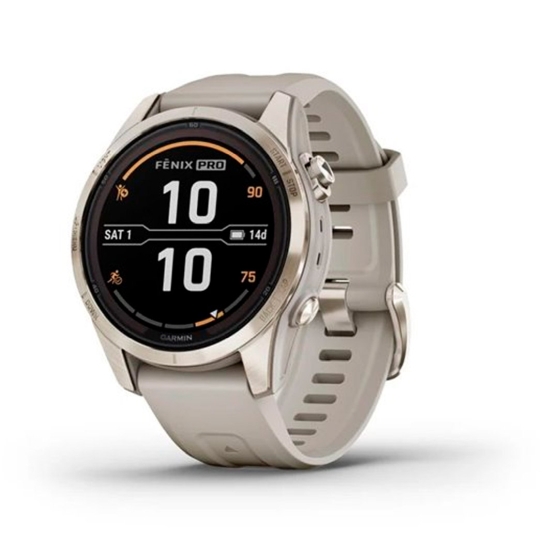 Спортивные часы Garmin Fenix 7S Pro Sapphire Solar Soft Gold w. Light Sand Band - цена, характеристики, отзывы, рассрочка, фото 1