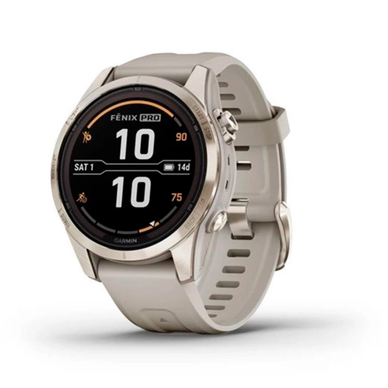 Спортивные часы Garmin Fenix 7S Pro Sapphire Solar Soft Gold w. Light Sand Band