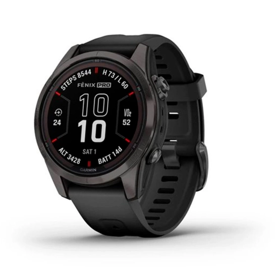 Спортивные часы Garmin Fenix 7S Pro Sapphire Solar Carbon G. DLC Tit. with Black Band