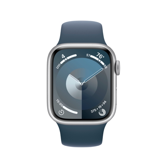 Apple Watch 9 41mm Silver Aluminum Case with Storm Blue Sport Band - M/L - цена, характеристики, отзывы, рассрочка, фото 2