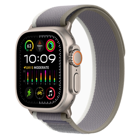 Apple Watch Ultra 2 + LTE 49mm Titanium Case with Green/Gray Trail Loop - ціна, характеристики, відгуки, розстрочка, фото 1