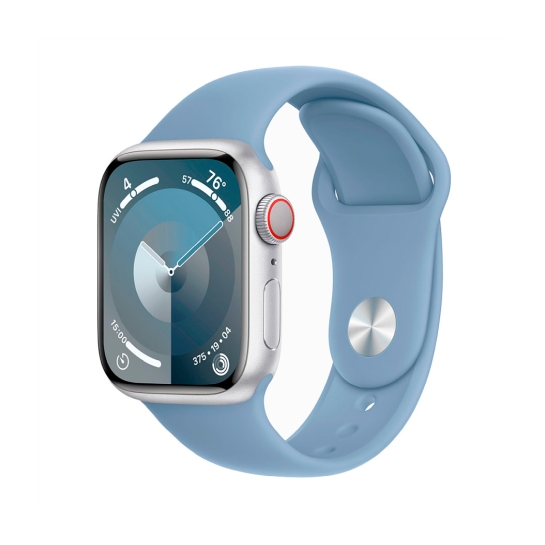Apple Watch 9 + LTE 41mm Silver Aluminum Case with Winter Blue Sport Band - цена, характеристики, отзывы, рассрочка, фото 1