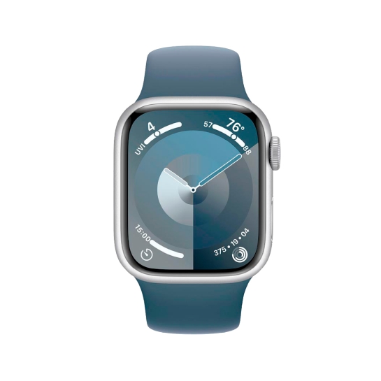 Apple Watch 9 + LTE 41mm Silver Aluminum Case with Storm Blue Sport Band - S/M - ціна, характеристики, відгуки, розстрочка, фото 2