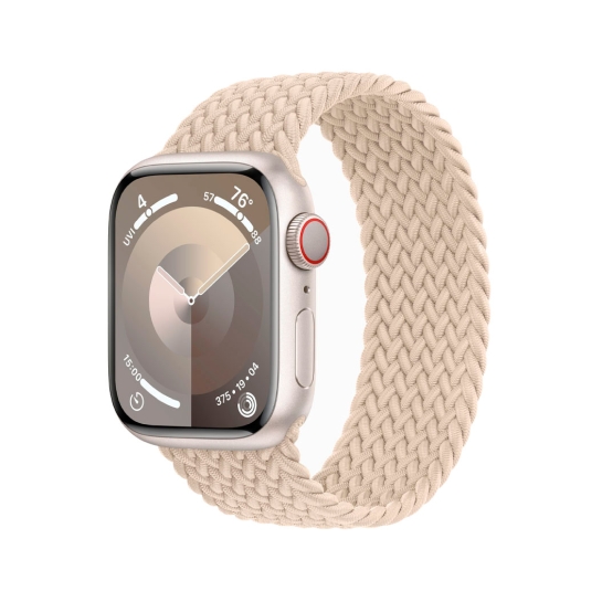 Apple Watch 9 + LTE 41mm Starlight Aluminum Case with Beige Braided Solo Loop - цена, характеристики, отзывы, рассрочка, фото 1