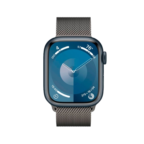 Apple Watch 9 + LTE 41mm Midnight Aluminum Case with Graphite Milanese Loop - ціна, характеристики, відгуки, розстрочка, фото 2