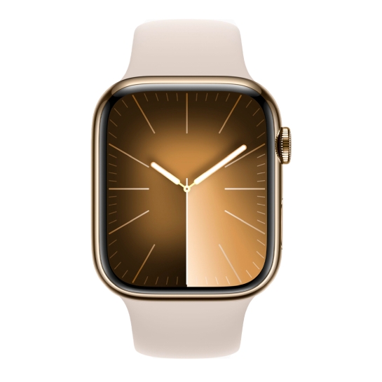 Apple Watch 9 + LTE 45mm Gold Stainless Steel Case with Starlight Sport Band - цена, характеристики, отзывы, рассрочка, фото 2