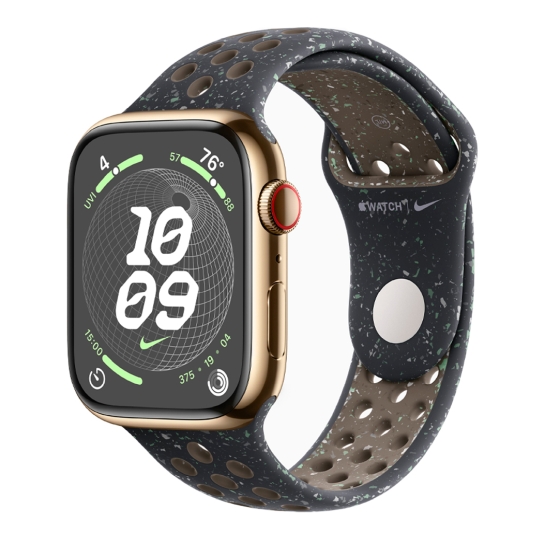 Apple Watch 9 + LTE 45mm Gold Stainless Steel Case with Midnight Sky Nike Sport Band - ціна, характеристики, відгуки, розстрочка, фото 1