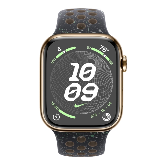Apple Watch 9 + LTE 45mm Gold Stainless Steel Case with Midnight Sky Nike Sport Band - ціна, характеристики, відгуки, розстрочка, фото 2