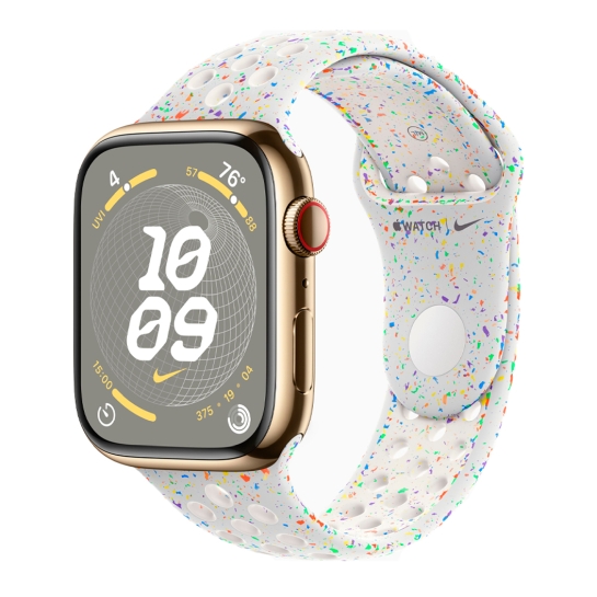 Apple Watch 9 + LTE 45mm Gold Stainless Steel Case with Pure Platinum Nike Sport Band - ціна, характеристики, відгуки, розстрочка, фото 1