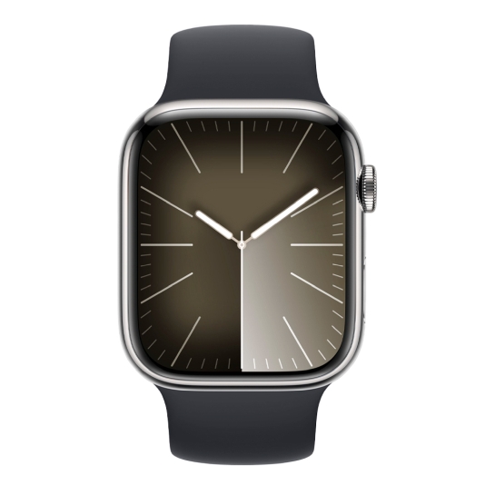 Apple Watch 9 + LTE 45mm Silver Stainless Steel Case with Midnight Solo Loop - ціна, характеристики, відгуки, розстрочка, фото 2