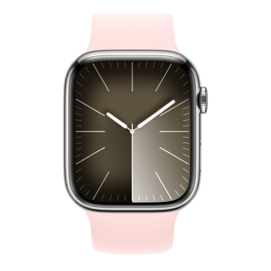 Apple Watch 9 + LTE 45mm Silver Stainless Steel Case with Light Pink Solo Loop - ціна, характеристики, відгуки, розстрочка, фото 2
