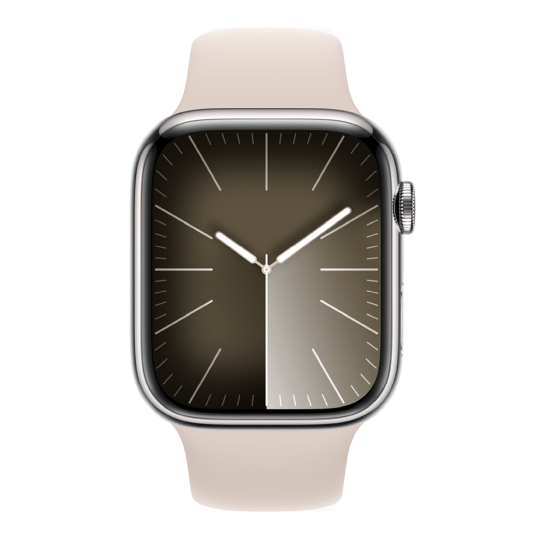 Apple Watch 9 + LTE 45mm Silver Stainless Steel Case with Starlight Sport Band - ціна, характеристики, відгуки, розстрочка, фото 2