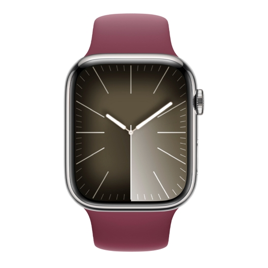 Apple Watch 9 + LTE 45mm Silver Stainless Steel Case with Mulberry Sport Band - ціна, характеристики, відгуки, розстрочка, фото 2