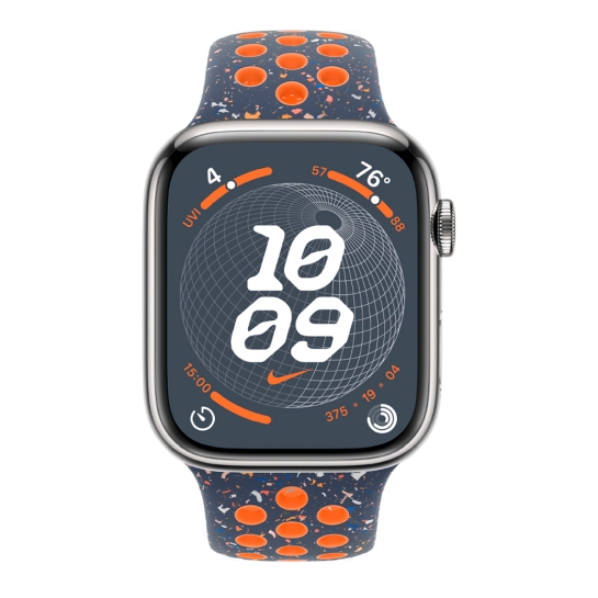 Apple Watch 9 + LTE 45mm Silver Stainless Steel Case with Blue Flame Nike Sport Band - ціна, характеристики, відгуки, розстрочка, фото 2