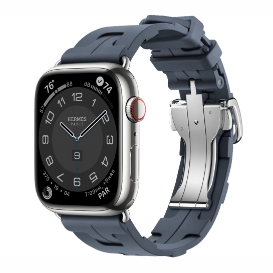 Apple Watch 9 + LTE 45mm Hermès Silver Stainless Steel Case with Navy Kilim Single Tour - цена, характеристики, отзывы, рассрочка, фото 1