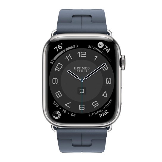 Apple Watch 9 + LTE 45mm Hermès Silver Stainless Steel Case with Navy Kilim Single Tour - цена, характеристики, отзывы, рассрочка, фото 3