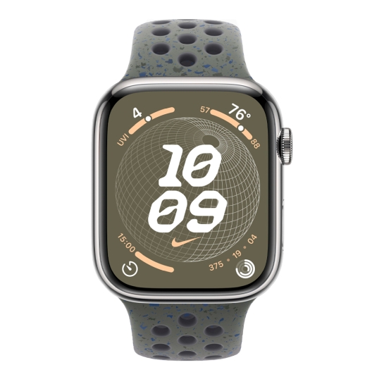 Apple Watch 9 + LTE 45mm Silver Stainless Steel Case with Cargo Khaki Nike Sport Band - ціна, характеристики, відгуки, розстрочка, фото 2