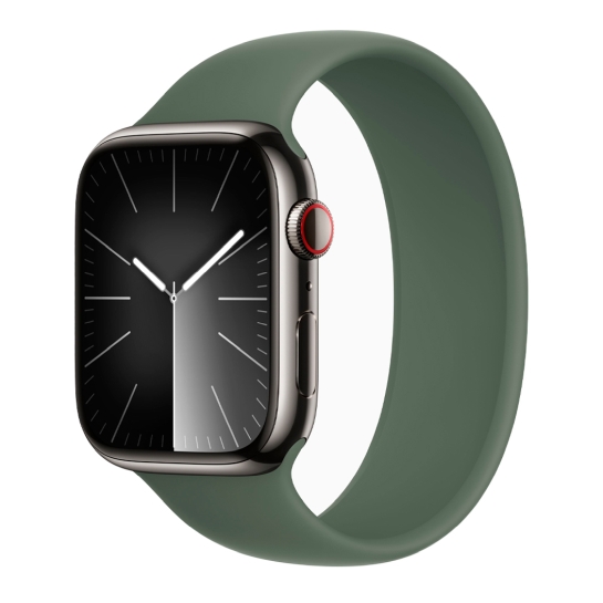 Apple Watch 9 + LTE 45mm Graphite Stainless Steel Case with Cypress Solo Loop - ціна, характеристики, відгуки, розстрочка, фото 1