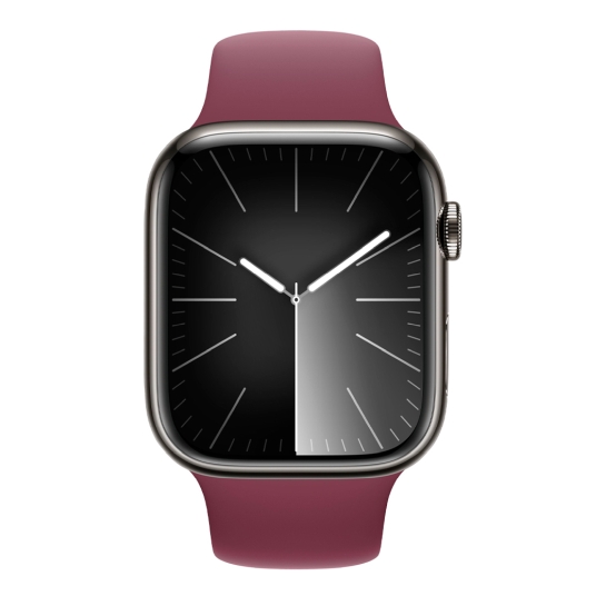Apple Watch 9 + LTE 45mm Graphite Stainless Steel Case with Mulberry Sport Band - ціна, характеристики, відгуки, розстрочка, фото 3
