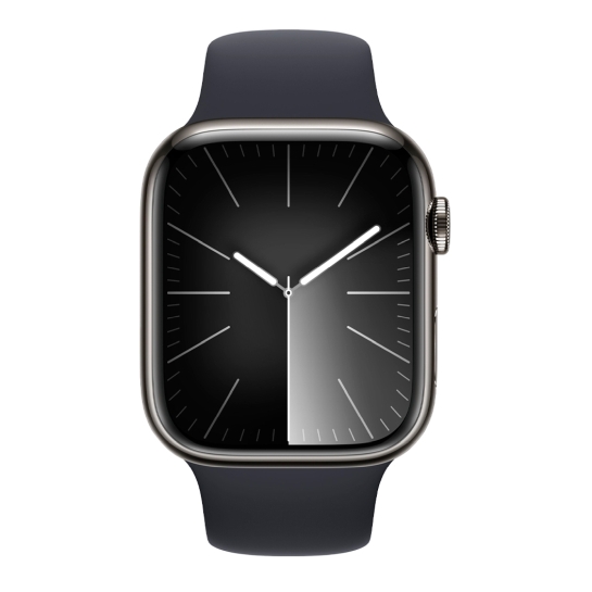 Apple Watch 9 + LTE 45mm Graphite Stainless Steel Case with Midnight Sport Band - S/M - цена, характеристики, отзывы, рассрочка, фото 2