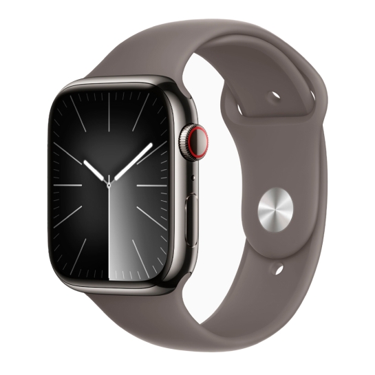Apple Watch 9 + LTE 45mm Graphite Stainless Steel Case with Clay Sport Band - цена, характеристики, отзывы, рассрочка, фото 1