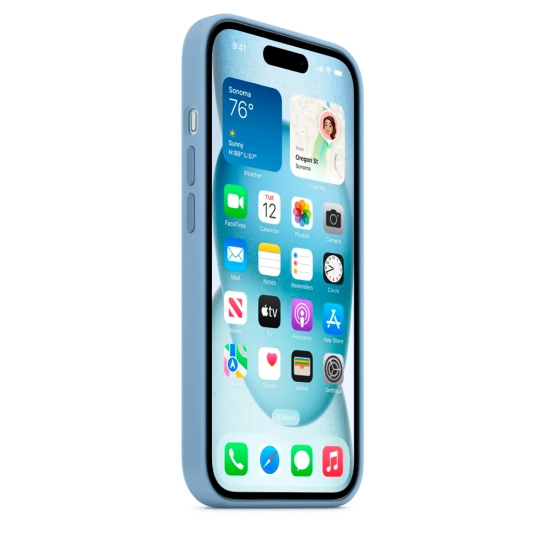 Чехол Apple Silicone Case with MagSafe for iPhone 15 Winter Blue - цена, характеристики, отзывы, рассрочка, фото 3