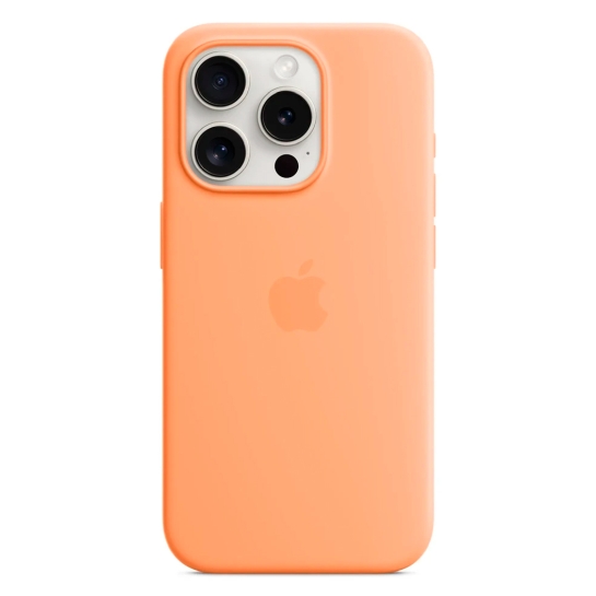 Чехол Apple Silicone Case c MagSafe for iPhone 15 Pro Orange Sorbet - цена, характеристики, отзывы, рассрочка, фото 1