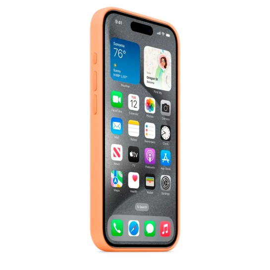 Чохол Apple Silicone Case with MagSafe for iPhone 15 Pro Orange Sorbet - ціна, характеристики, відгуки, розстрочка, фото 3