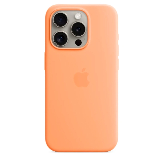 Чохол Apple Silicone Case with MagSafe for iPhone 15 Pro Orange Sorbet - ціна, характеристики, відгуки, розстрочка, фото 6