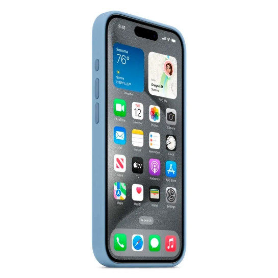 Чехол Apple Silicone Case with MagSafe for iPhone 15 Pro Winter Blue - цена, характеристики, отзывы, рассрочка, фото 3