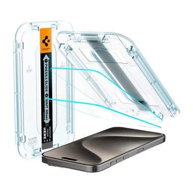 Захисне скло Spigen for iPhone 15 Pro Max EZ FIT GLAS.tR (2 Pack) - цена, характеристики, отзывы, рассрочка, фото 1