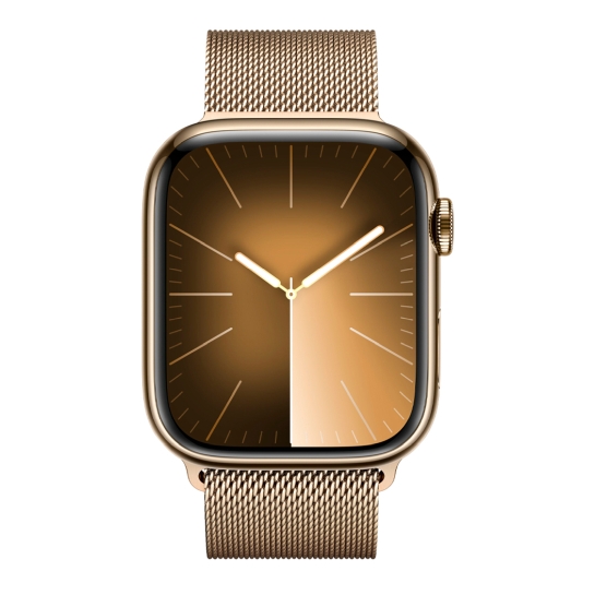 Apple Watch 9 + LTE 45mm Gold Stainless Steel Case with Gold Milanese Loop - ціна, характеристики, відгуки, розстрочка, фото 2