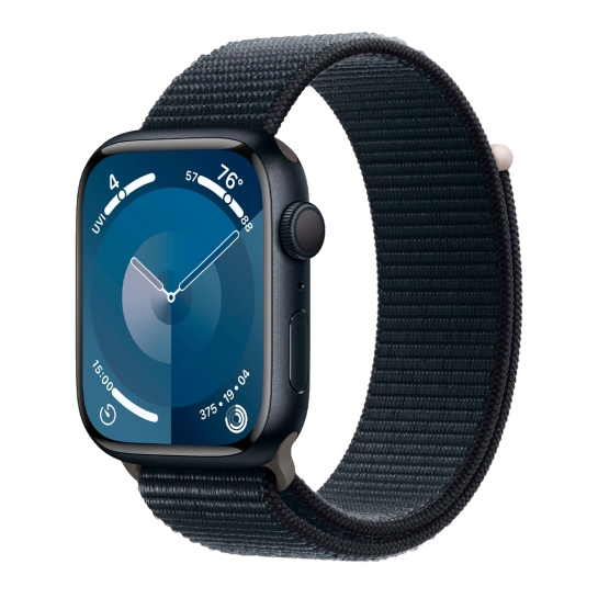 Apple Watch 9 45mm Midnight Aluminum Case with Midnight Sport Loop - ціна, характеристики, відгуки, розстрочка, фото 1