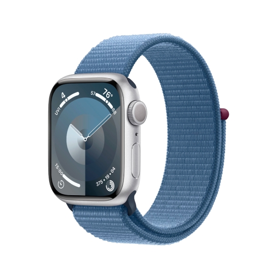 Apple Watch 9 41mm Silver Aluminum Case with Winter Blue Sport Loop - ціна, характеристики, відгуки, розстрочка, фото 1