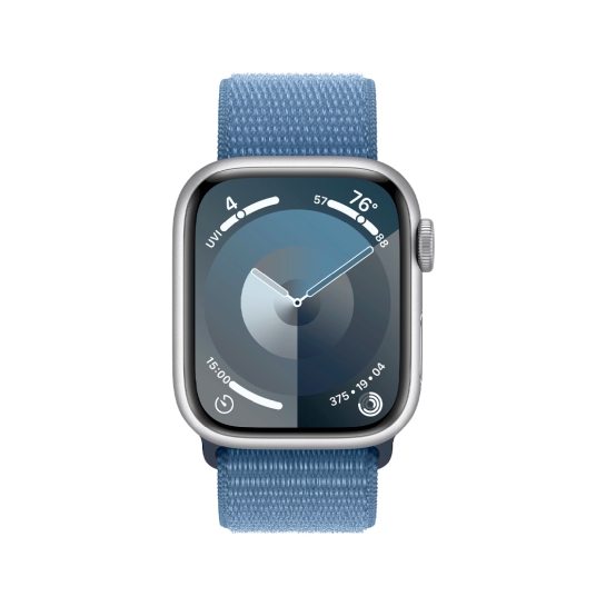 Apple Watch 9 41mm Silver Aluminum Case with Winter Blue Sport Loop - ціна, характеристики, відгуки, розстрочка, фото 3