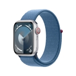 Apple Watch 9 + LTE 41mm Silver Aluminum Case with Winter Blue Sport Loop