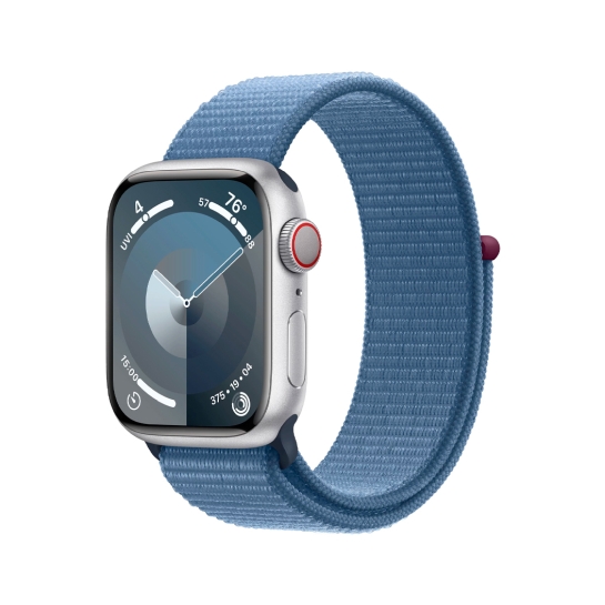 Apple Watch 9 + LTE 41mm Silver Aluminum Case with Winter Blue Sport Loop - ціна, характеристики, відгуки, розстрочка, фото 1
