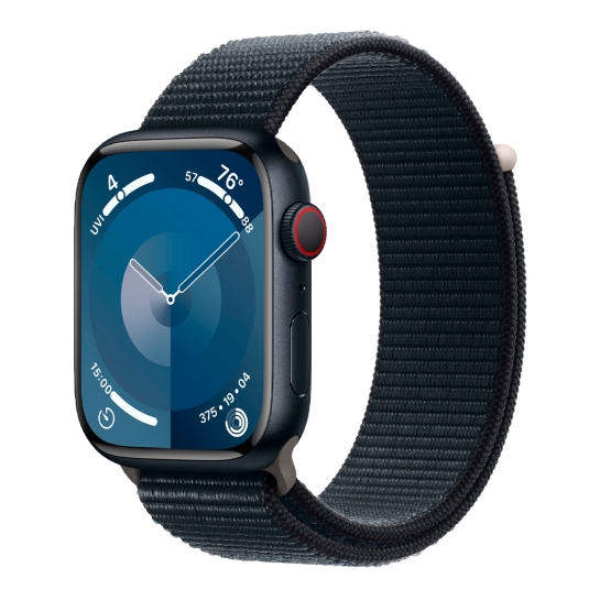 Apple Watch 9 + LTE 45mm Midnight Aluminum Case with Midnight Sport Loop - цена, характеристики, отзывы, рассрочка, фото 1
