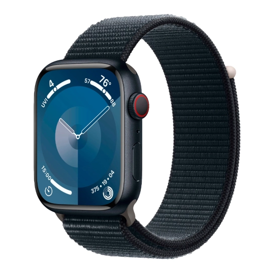 Apple Watch 9 + LTE 45mm Midnight Aluminum Case with Midnight Sport Loop