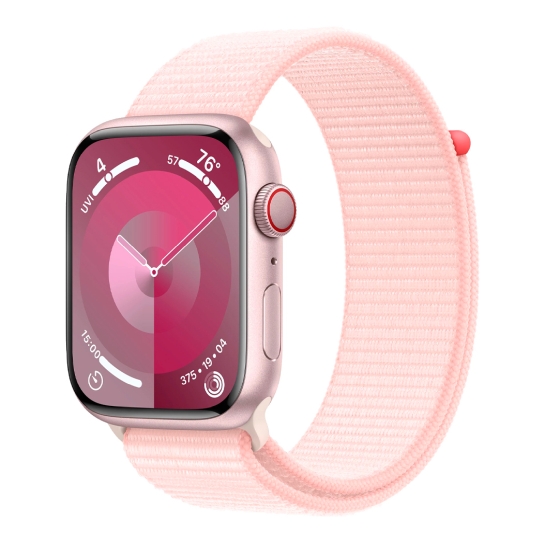 Apple Watch 9 + LTE 45mm Pink Aluminum Case with Light Pink Sport Loop - ціна, характеристики, відгуки, розстрочка, фото 1
