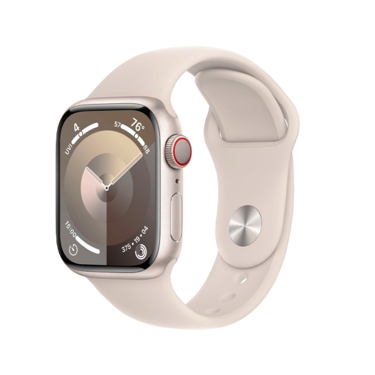 Apple Watch 9 + LTE 41mm Starlight Aluminum Case with Starlight Sport Band - S/M - цена, характеристики, отзывы, рассрочка, фото 1