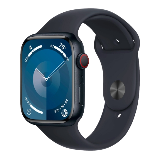 Apple Watch 9 + LTE 45mm Midnight Aluminum Case with Midnight Sport Band - M/L - цена, характеристики, отзывы, рассрочка, фото 1
